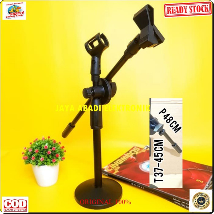 G432 Stand mic CABANG kaki bulat holder standing pendek dual microphone mik penyangga universal mikrophone tiang pegangan tripod bundar bulet double dobel paladin dobel HP G432  Garansi MIC TIDAK AKAN JATUH  Bisa segala MIC Stand Mic Meja kaki bu