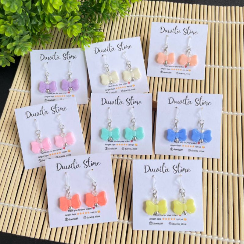 HANDMADE ANTING ANAK/DEWASA KAITAN PLASTIK MOTIF PITA(SILVER)