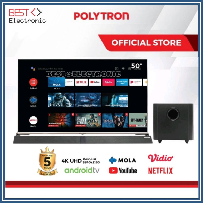 POLYTRON 4K HDR Smart Android Soundbar TV 50 inch PLD 50BUG9959 / 50BUG5959