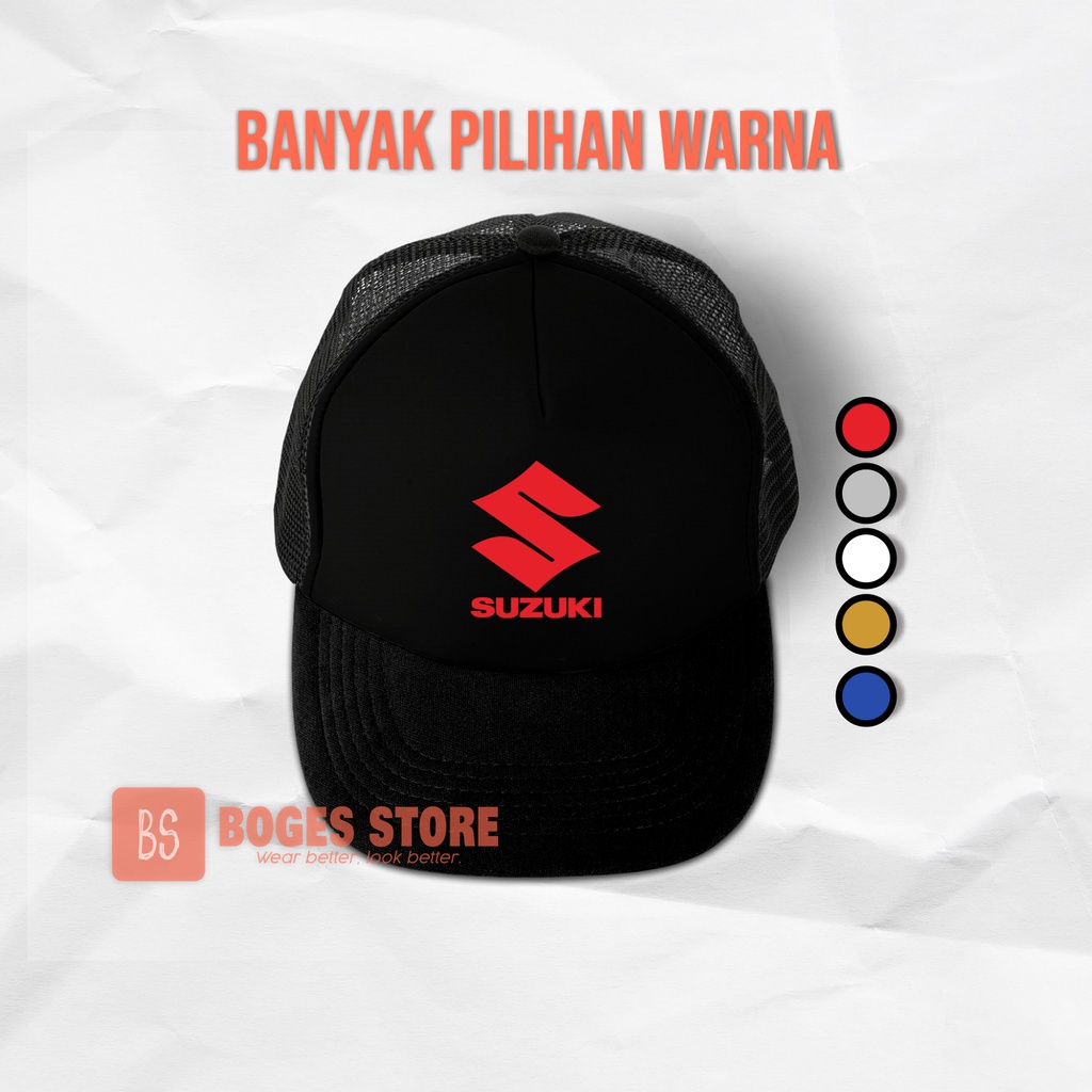 BOGES STORE - Topi Trucker Jaring - Suzuki / Topi Logo Suzuki / Topi Mobil / Topi Motor / Topi Otomo