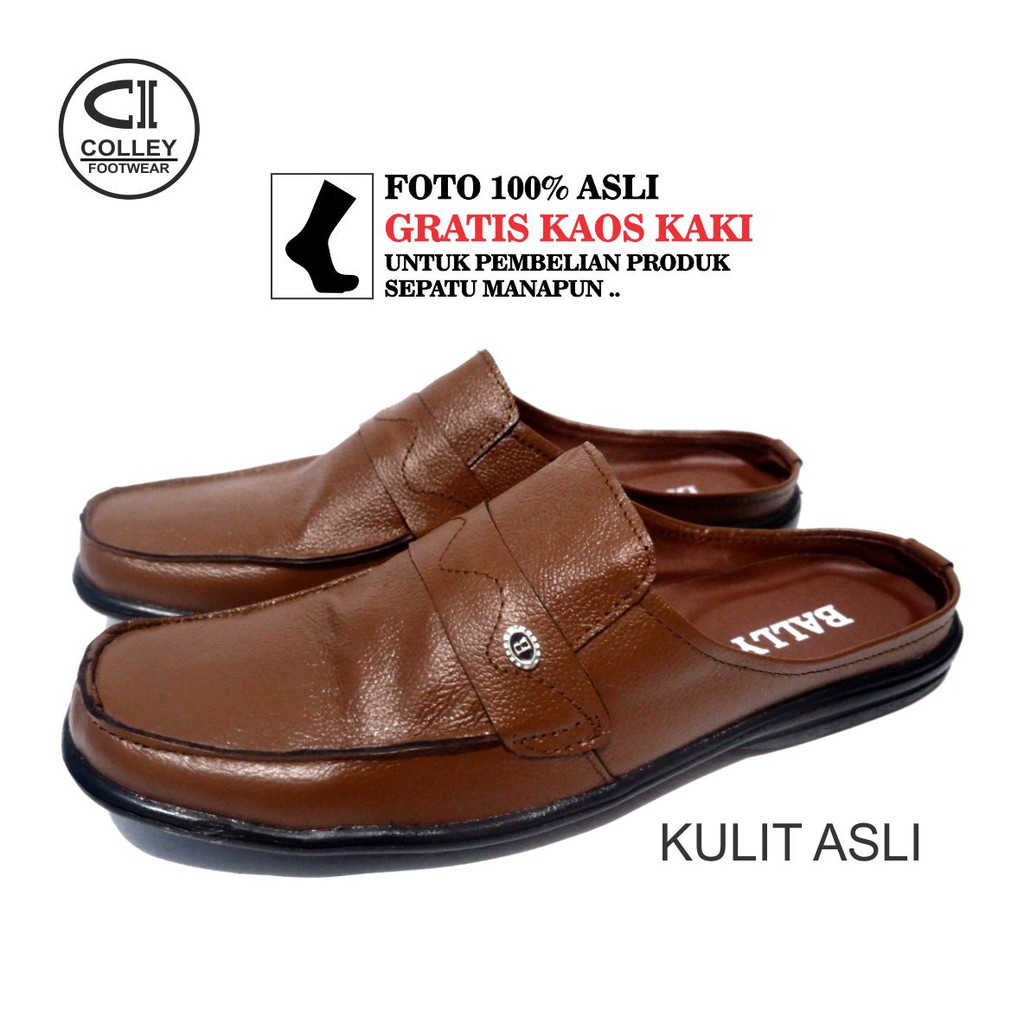 COD - SEPATU BUSTONG PRIA 100% KULIT ASLI / SLOP / CASUAL LEATHER SLOP CLY-BTG.004