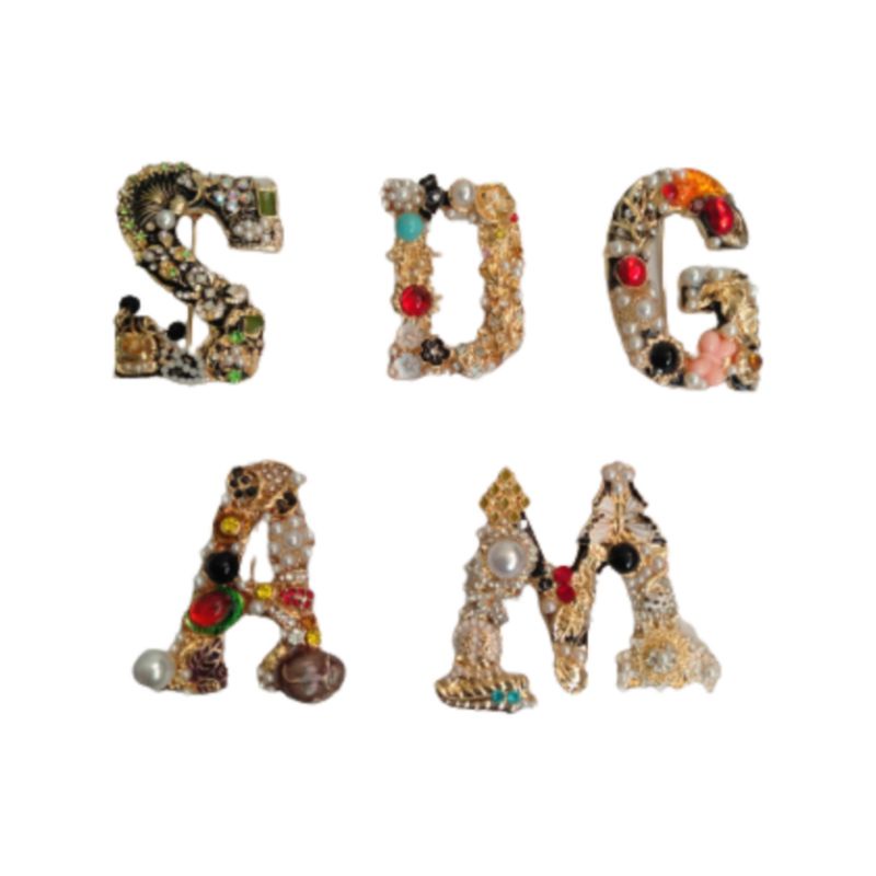 Bros Hijab Wanita Motif Huruf Alphabet Mutiara Premium import