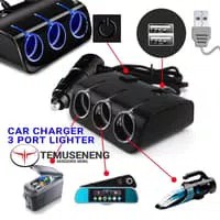 Charger Mobil 3In1 Port 2 Usb 3 Soket Lubang Socket Lighter Nyala Led