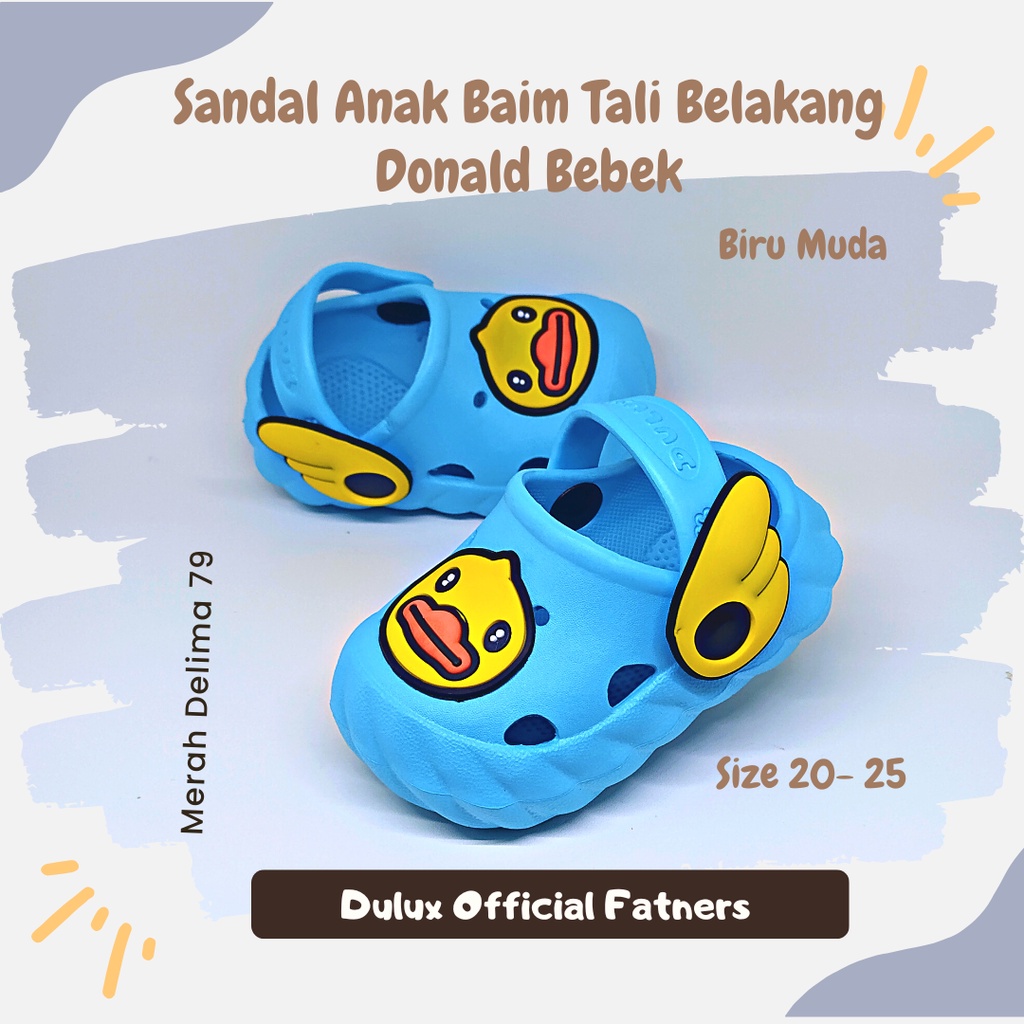 MD 79 - Sandal Anak Murah Baim Tali Belakang Donald Bebek Usia 1-3 Tahun Ready Stok