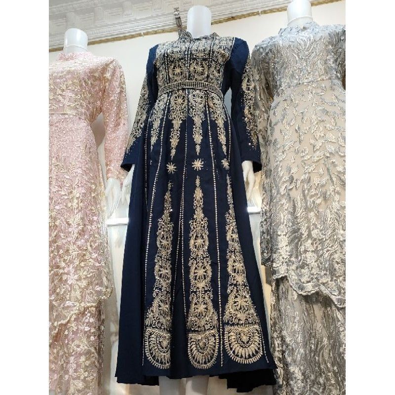 Gamis Sultan Mewah Motif India Full Payet import untuk Lebaran 2022
