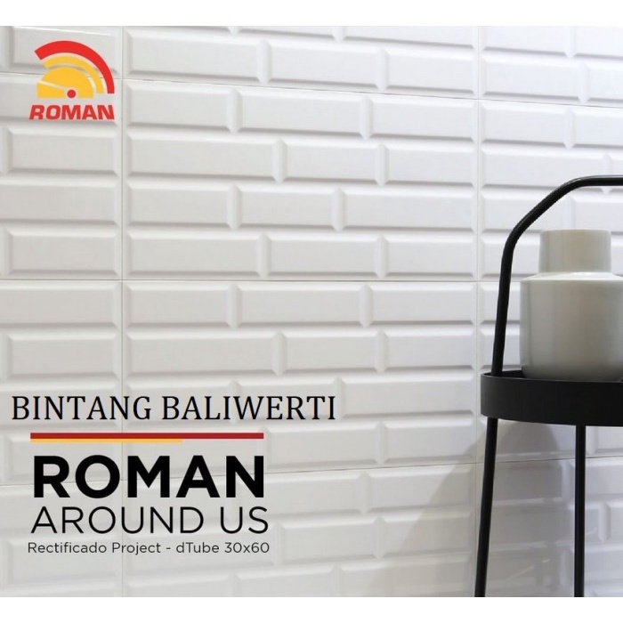 Keramik Subway Batu Bata Glossy / Keramik Bevel 30x60 / Roman Dtube