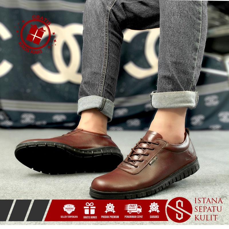 Sepatu Cowo Pantofel Warna Coklat Nikah Undangan Acara Resmi Casual Kantor Keren Rapat Meeting Ready