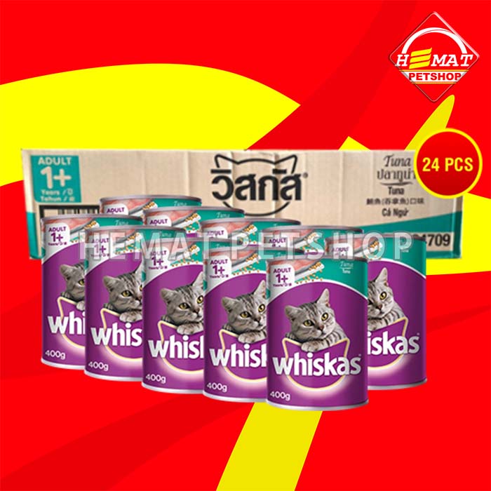 Makanan Basah Kucing Whiskas Kaleng Wetfod Grosir Dus Isi 24 PCS 400GR