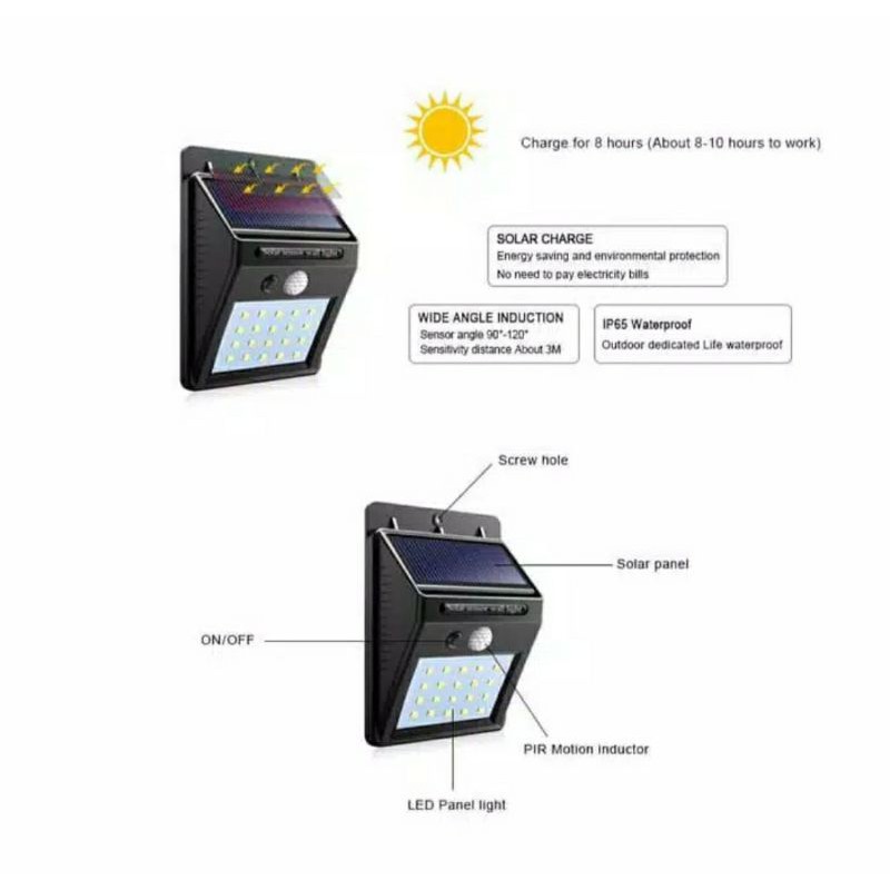 LAMPU TERAS TENAGA SURYA SOLAR CELL 30 LED MURAH DAN BERKUALITAS