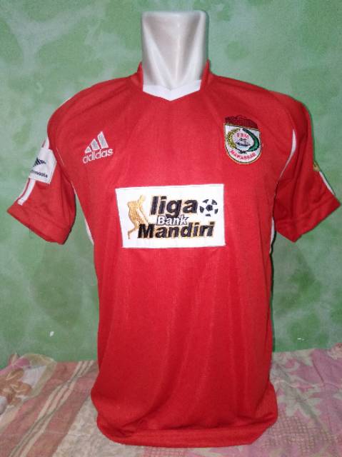 Jersey PSM Makassar Home 2003 - 2004 Liga Bank Mandiri Merah BORDIR dan PRINTING Lokal
