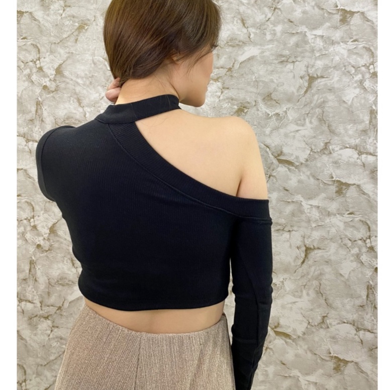 MODAVIE - MARIA CROP TOP Halter Crop Top Longsleeve Crop Tee Baju Atasan Lengan Panjang