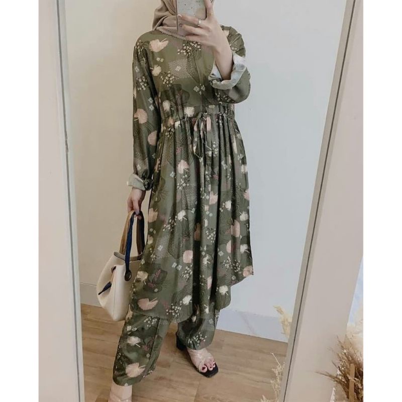 long set rayon viscose terbaru // green tea long set // humina long set rayon viscose