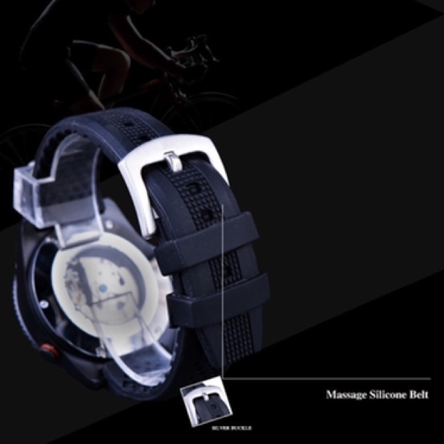 Jam Tangan Pria Automatic Transparan Sporty Luxury Rubber Silikon Strap Bezel Bisa Diputar