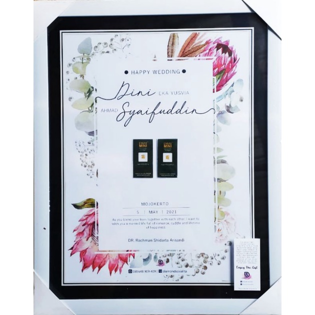 Gift Hampers Frame Emas Batangan untuk KADO teman suami istri orang tua saudara cewek cowok