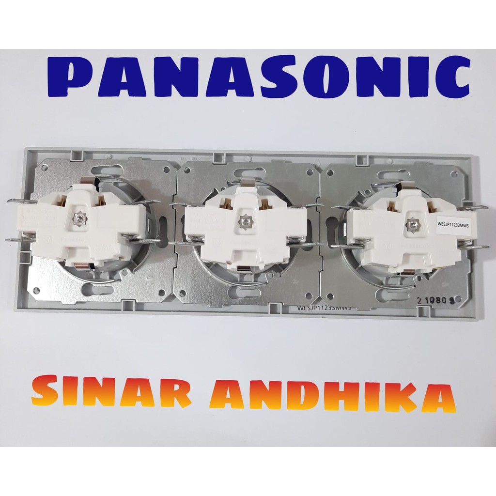 STOP KONTAK TRIPLE GROUNDING (CP) SILVER STYLE E PANASONIC WESJP 11233MWS