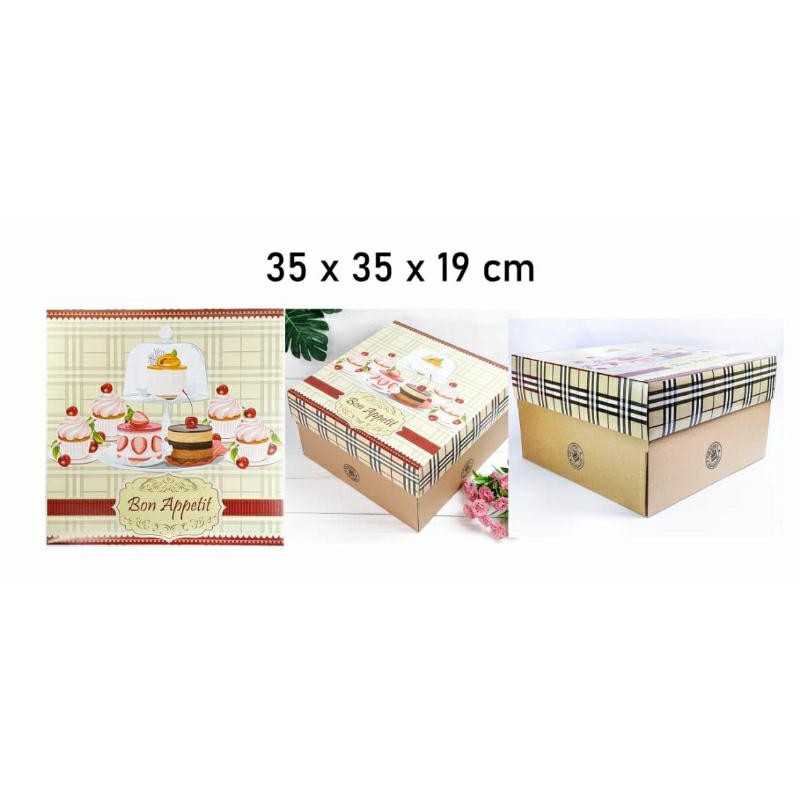 

DUS KUE 35X35X19 SATUAN / CAKE BOX BON APPETIT/ KSI35X35X19
