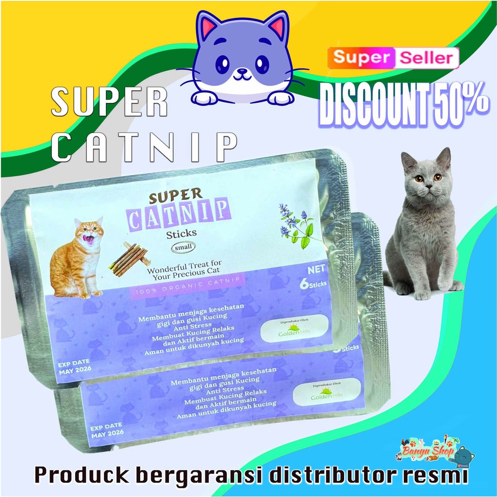 SUPER CATNIP STICKS-CEMILAN KUCING-MAKANAN KUCING-MEMBANTU MENJAGA KESEHATAN GIGI DAN GUSI