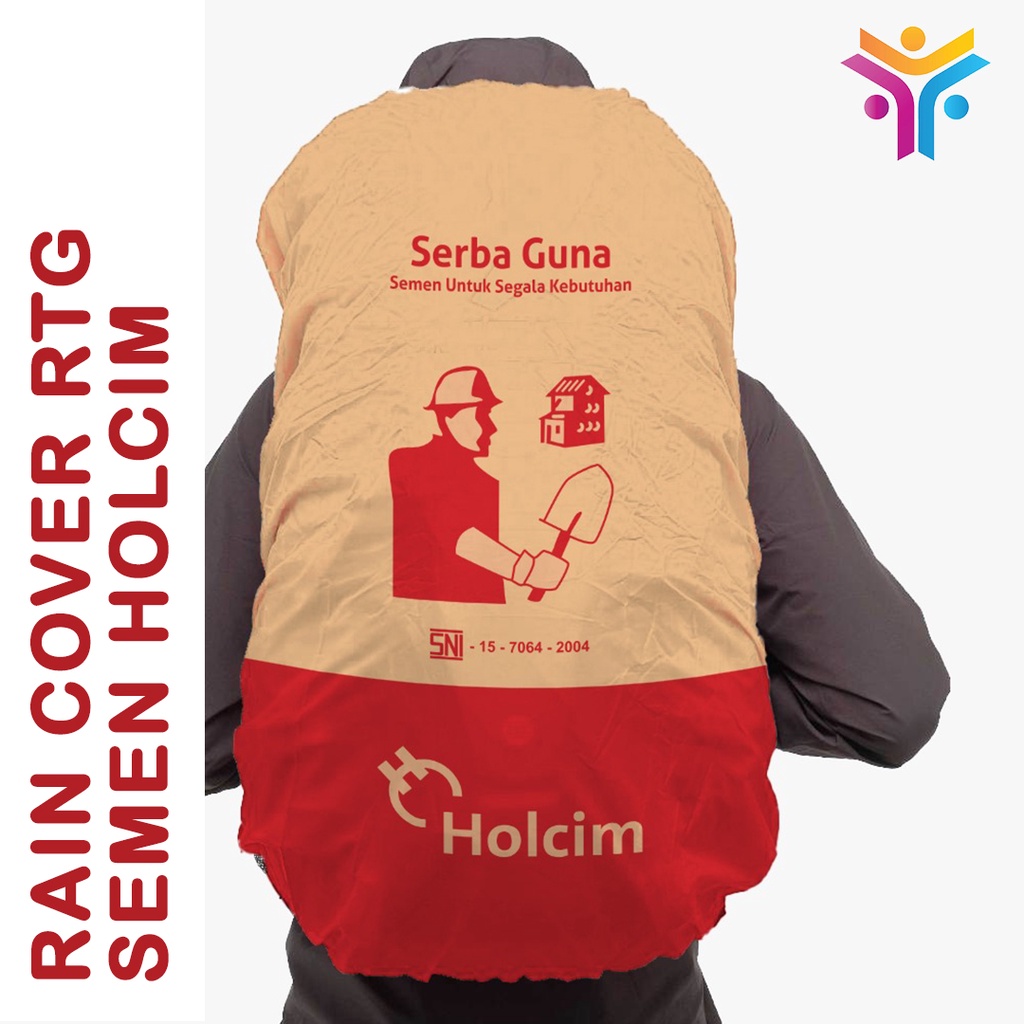 Rain Cover RTG Sarung Tas Gunung Travelling Premium Motif Unisex Pria Wanita Waterproof Murah Desain Suka Suka Semen Holcim