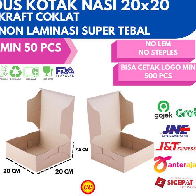 

DUS NASI 20x20 KOTAK NASI KRAFT PAPER / COKLAT SUPER TEBAL PREMIUM - TANPA MIKA