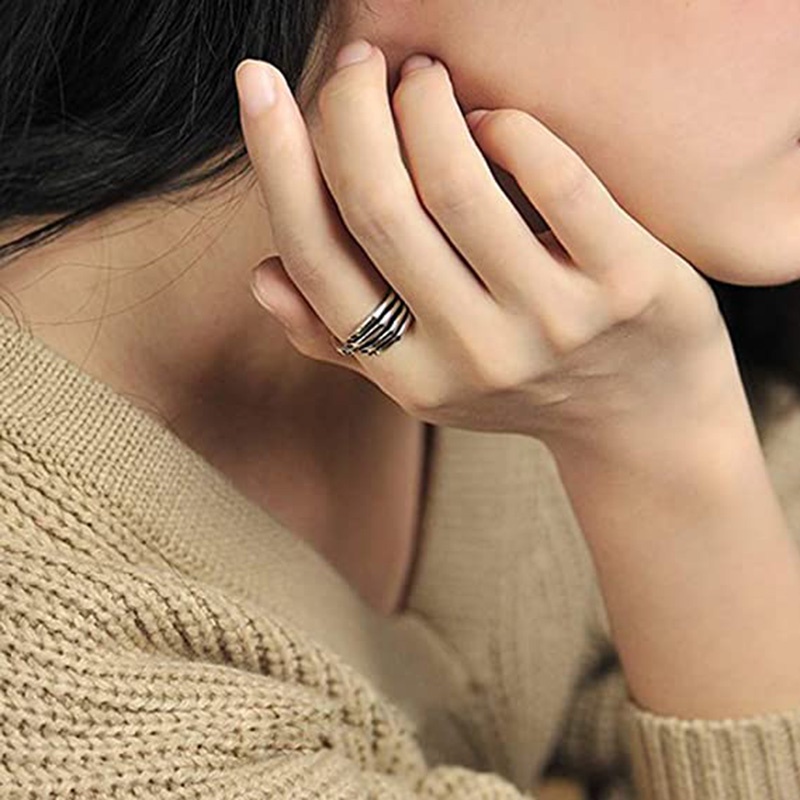 9pcs / Set Cincin Model Terbuka Bahan Metal Desain Katak Ular Dapat Disesuaikan Untuk Wanita