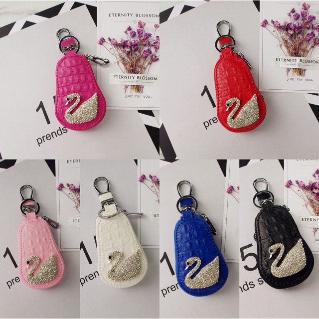 Dompet kunci mobil stnk angsa swan bling Gantungan Kunci STNK Sarung Dompet Remote Kunci Mobil OVAL Motif Kulit Buaya DAD Crown Mahkota