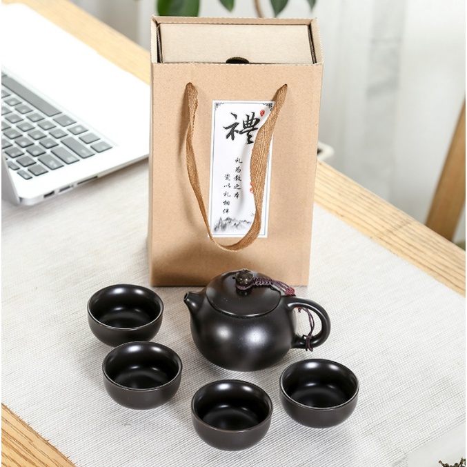 Classic Chinese Tea Pot set 5pc atau Ceramic Gift Box