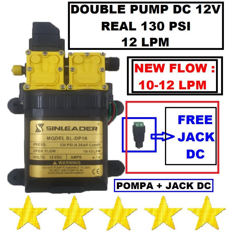 Pompa DC 12V 12L + Jack DC Female Double Dual Pump