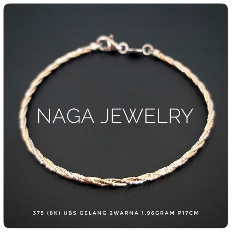 GELANG TANGAN WHITEGOLD ULIR VARIASI EMAS 375