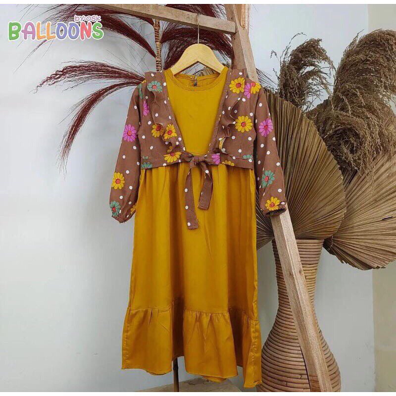 Dress Gamis 3-4Tahun KUNYIT Rayon Anak by Balloons | Baju Lebaran