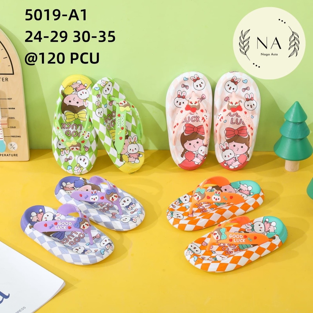 Sandal jepit anak perempuan chibi good luck 5019-A1 (24-35)sandal jepit anak perempuan terlaris