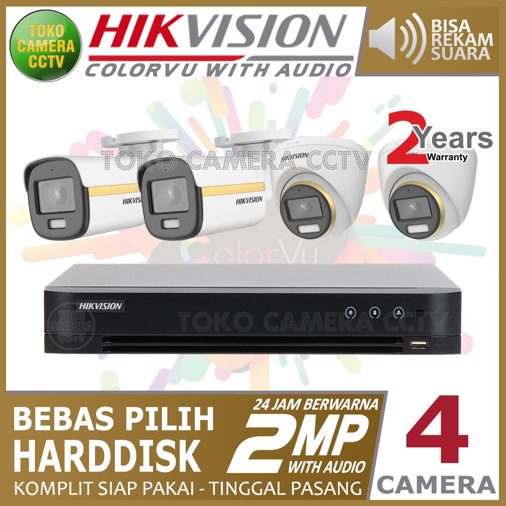 PAKET CCTV HIKVISION COLORVU AUDIO 2MP 4 CHANNEL 4 KAMERA