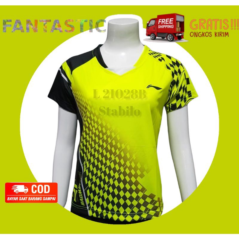 (COD) Baju Badminton Wanita Kaos Bulutangkis L 21028 Gradeori Import Jersey Olahraga Perempuan Murah
