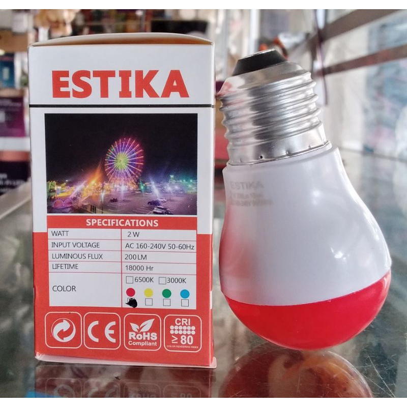 ESTIKA Lampu LED Warna 2 Watt - Lampu Hias/Lampu Tidur