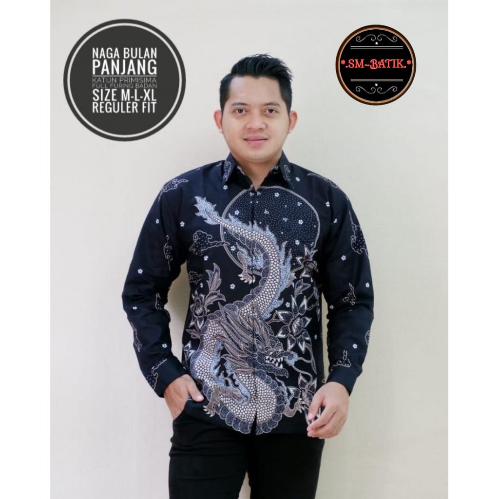 NAGA BULAN BAJU kemeja batik pria lengan panjang terbaru ORIGINAL  PENDEK modern PREMIUM 6