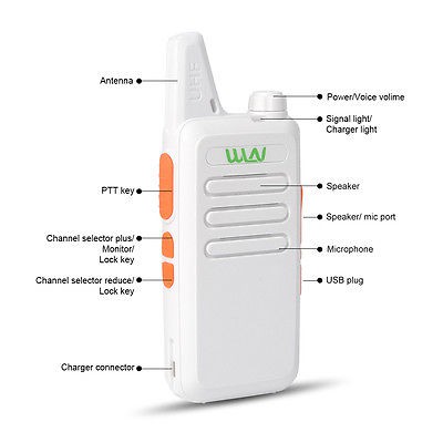 Paket Lengkap Walkie Talkie WLN HT Two-Way Radio - PUTIH ( ISI 2 PCS )-Batrai 1500 mAh