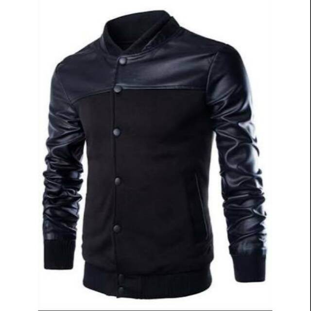 Jaket bomber Varsity Baseball kombinasi pria Gaul dan Keren