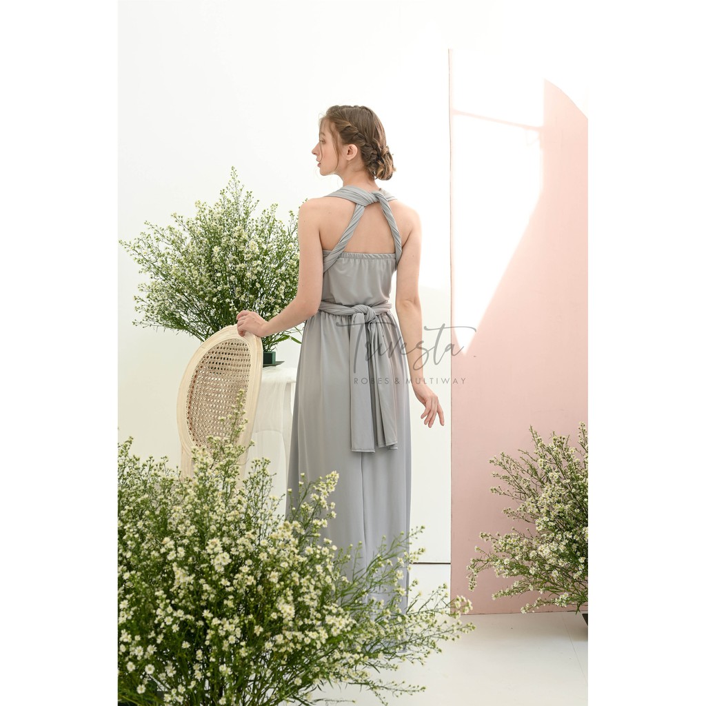 MAXI | LIGHT GREY | MULTIWAY INFINITY CONVERTIBLE DRESS | DRESS LILIT | 1 DRESS 30 MODEL