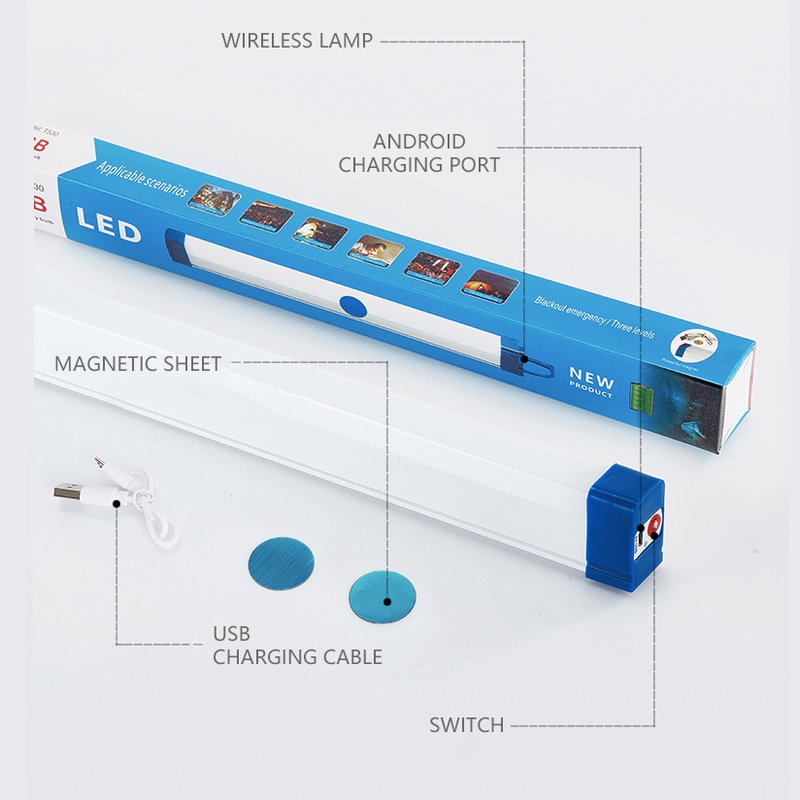 Lampu Malam LED USB Rechargeable Portable Warna Biru Ungu Untuk Lemari / Garasi / Tangga