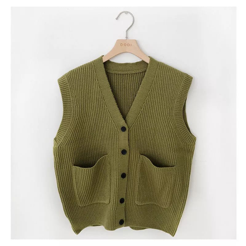 ZOAN POCKET VEST KNIT / BOXY ROMPI BAHAN RAJUT