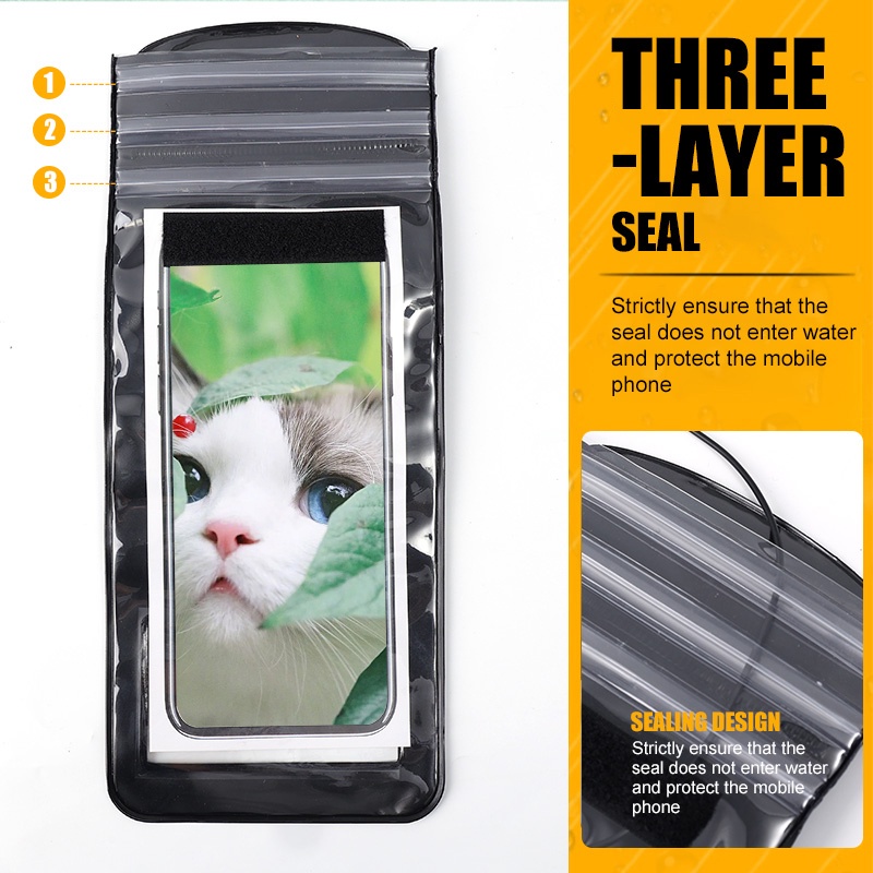 1pc Pouch Cover Handphone Universal Anti Air Transparan Untuk Berenang / Outdoor