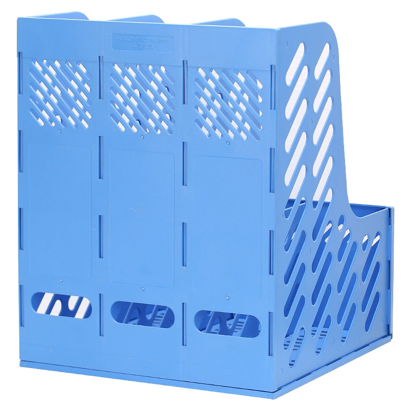 3/4 Sections Desktop File Rack Paper Blue Book Hold Office Document Tray Organizer Box