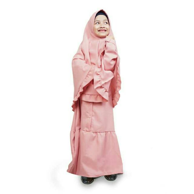 BAJU GAMIS ANAK PEREMPUAN UMUR 12 TAHUN GAMIS TOYOBO POLOS GAMIS ANAK PEREMPUAN SYAR'I DUSTY PINK