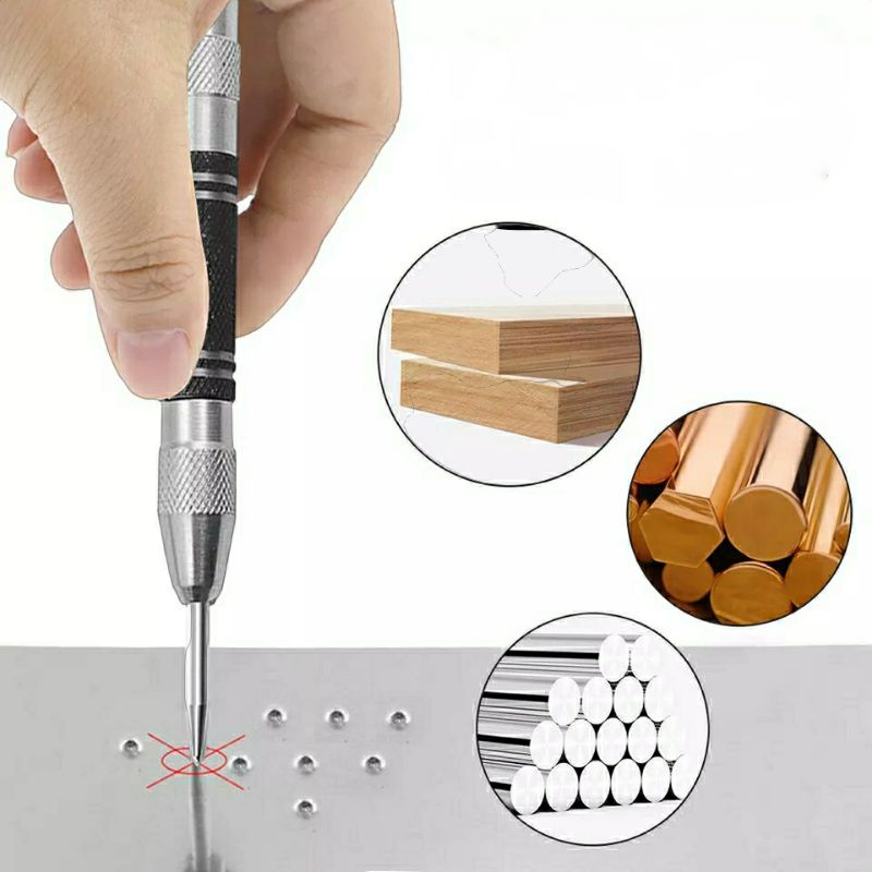 [BISA COD] Penitik Besi Automatic Drip Center Punch 128mm / 155mm Pen Penanda Titik Bor Otomatis