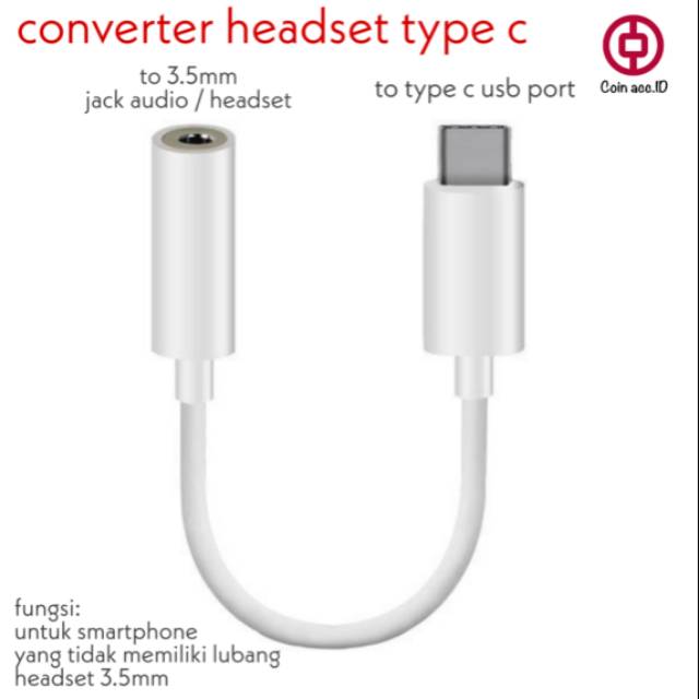 Sambungan HEADSET TYPE C to 3.5mm  jack audio / converter headset tipe c ke 3.5mm