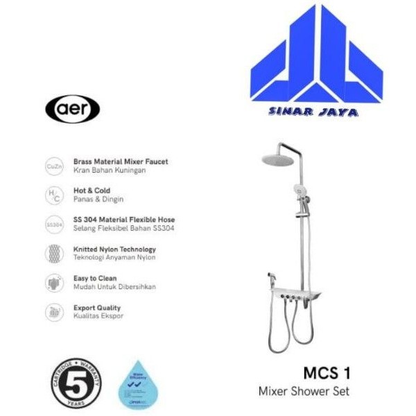 AER Mixer Shower Set Complete Kran Panas-Dingin MCS-1
