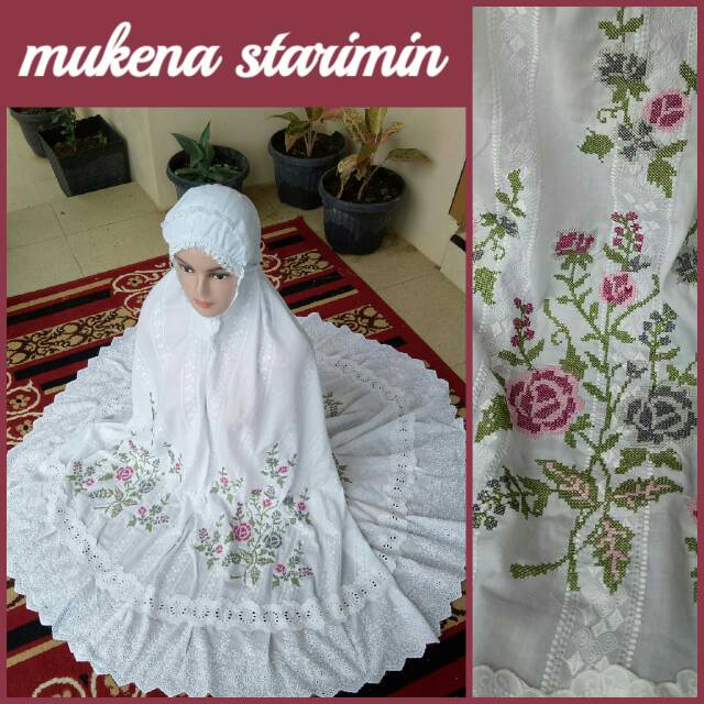 Mukena Bordir Strimin Katun paris salur
