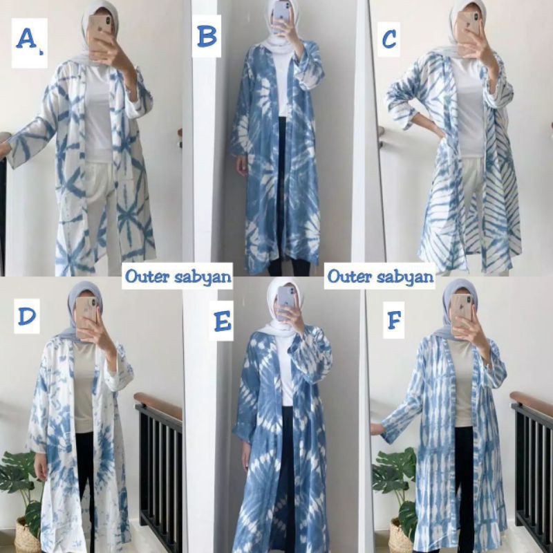 Outer Cardigan Sabyan Tie Dye Shibori Handmade Lengan Panjang