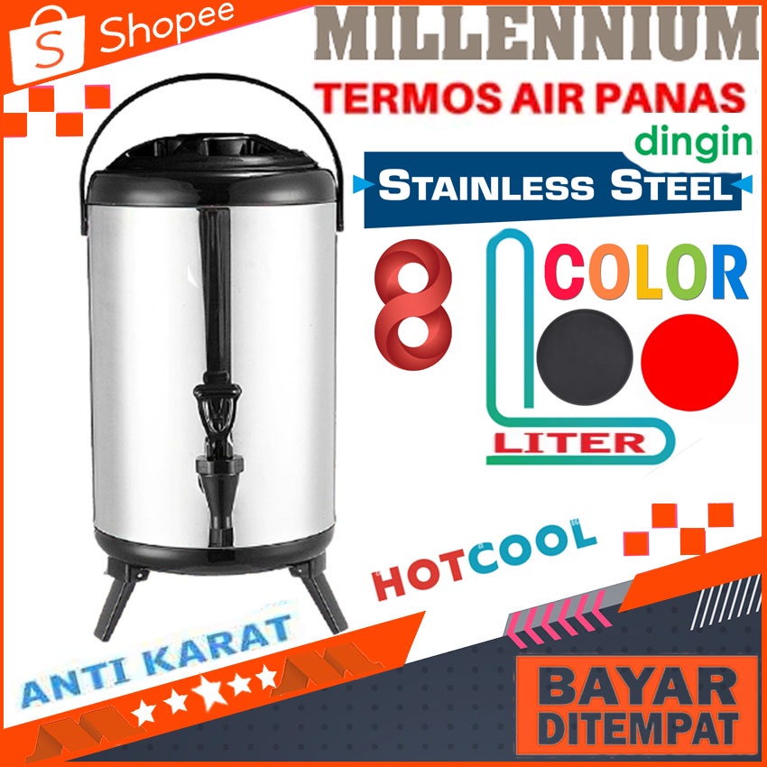 Termos Air/ Milk Tea Bucket Termos Dispenser 8 Liter Stainless Bisa Air Panas/Dingin/Es