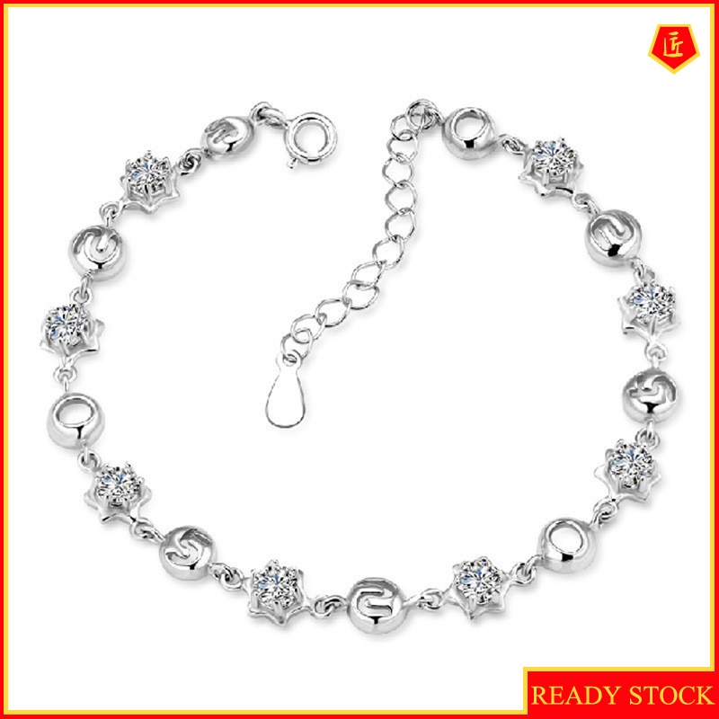 [Ready Stock]Women's Fashion Personality Crystal Silver Bracelet