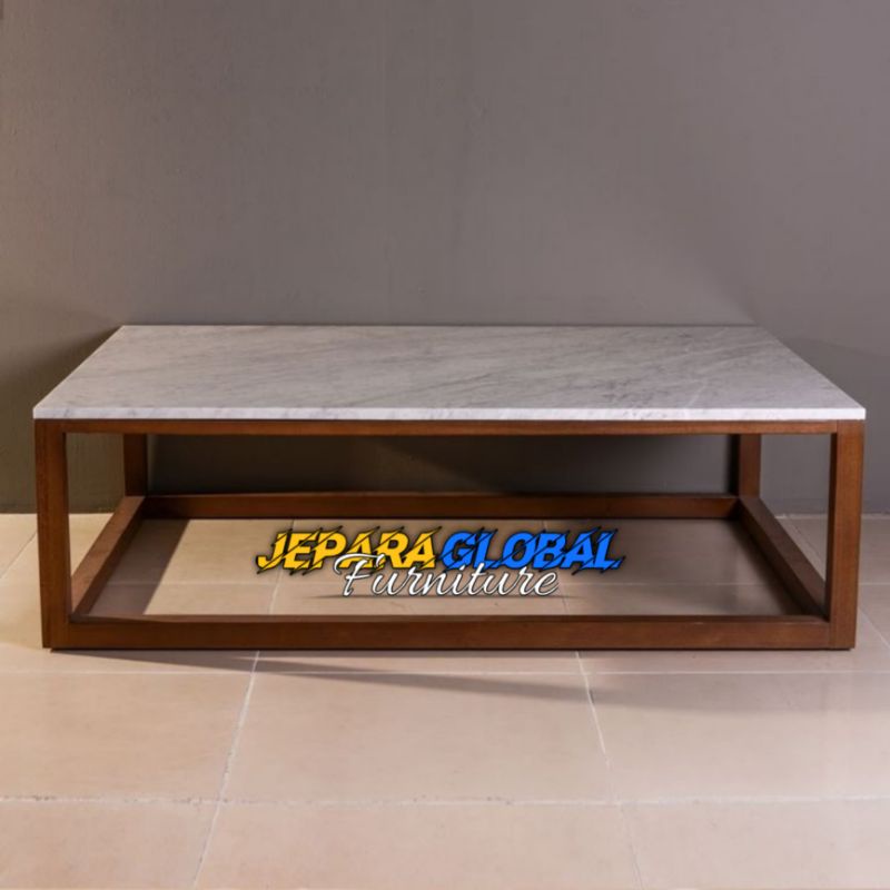 meja tamu persegi jati Top Marmer ( meja tamu minimalis jati,coffe table marmer,meja kopi )